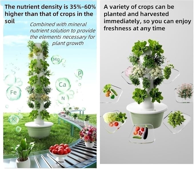 5/7/9-Tier Hydroponic Tower Hydroponics Growing System Kit Vertical Hydroponics Growing System Indoor Outdoor Self-Watering Hydroponic Tower(41.3x20.8IN)