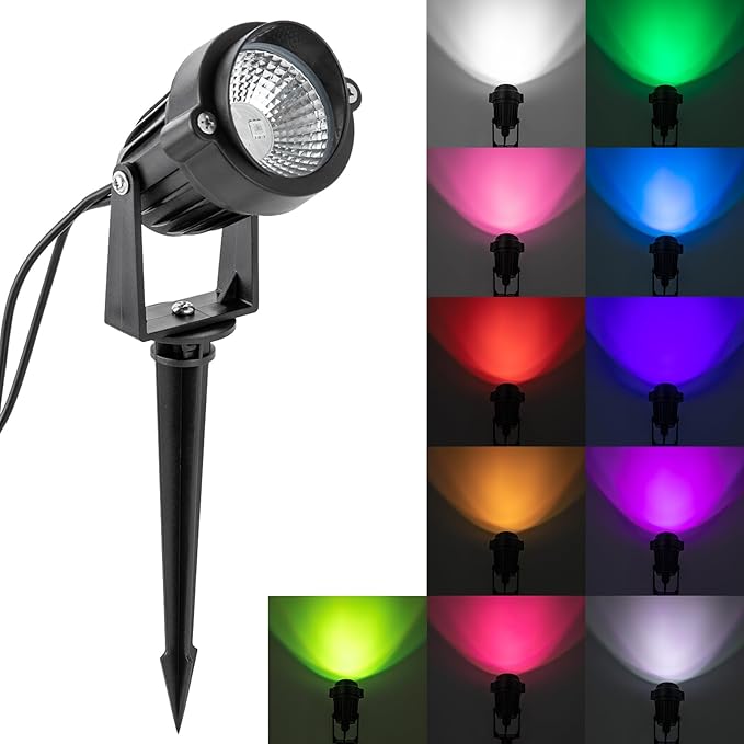 Garden Spotlight with Remote Control 6 Piece Garden Lighting RGB with Ground Spikes for Fences Path Trees Party