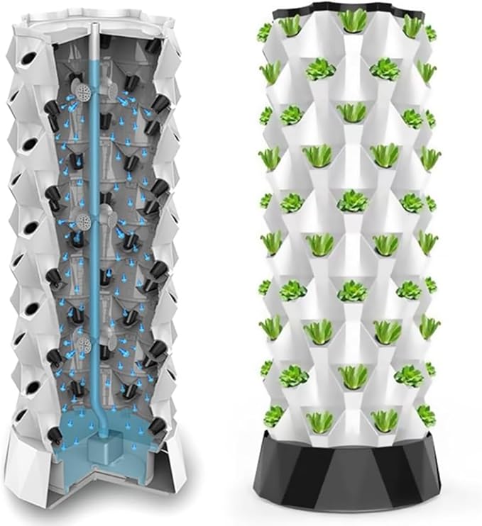 48/64/80Pots Hydroponics Tower GrowingIndoor Plant Water Cycle Garden Growing KitsVertical Hydroponic Pineapple Aeroponic Tower (6Floors)