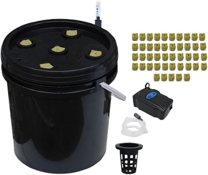 Hydroponic System Kit for Growing Plants with Buckets and Nesting Baskets for Home Garden