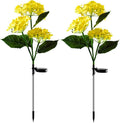 Plant Growing Lamps 2 Pack Hydrangea Flower Solar Led Light Outdoor Garden Lawn Lamps for Garden and Vegetable Patch Patio Country House Decoration(Yellow-2 Pack)