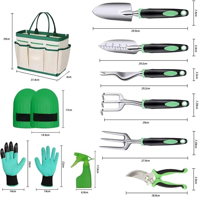 11 Pieces Stainless Steel Heavy Duty Gardening Tools Set Garden Tool Set Tree Trimmer Branch Cutter Kit Heavy Duty Hand Pruner Ergonomic Gardener Gardening Hand Tool Set