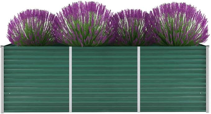 Garden Raised BedRectangular Garden PlanterPlant Elevated Garden Box Gardening PotsPlantersfor Backyard Patio Balcony Garden Galvanized Steel 94.5x31.5x31.3 Green