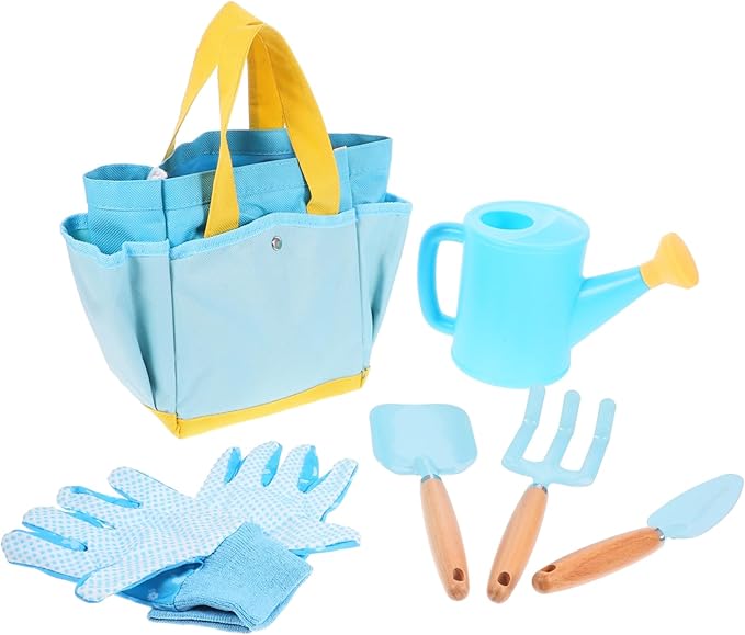 1set Boy Girl Gardening Tools Set Garden Tools for Boys and Girls Includes Shovel Rake Watering Can and Storage Basket for and Preschool Activities
