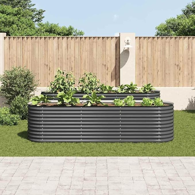 Raised Garden Bed 126 x 31.5 x 31.9 Galvanized Steel Planter Box Large Outdoor Raised Flower Bed for Vegetables Herbs Flowers Patio and Garden