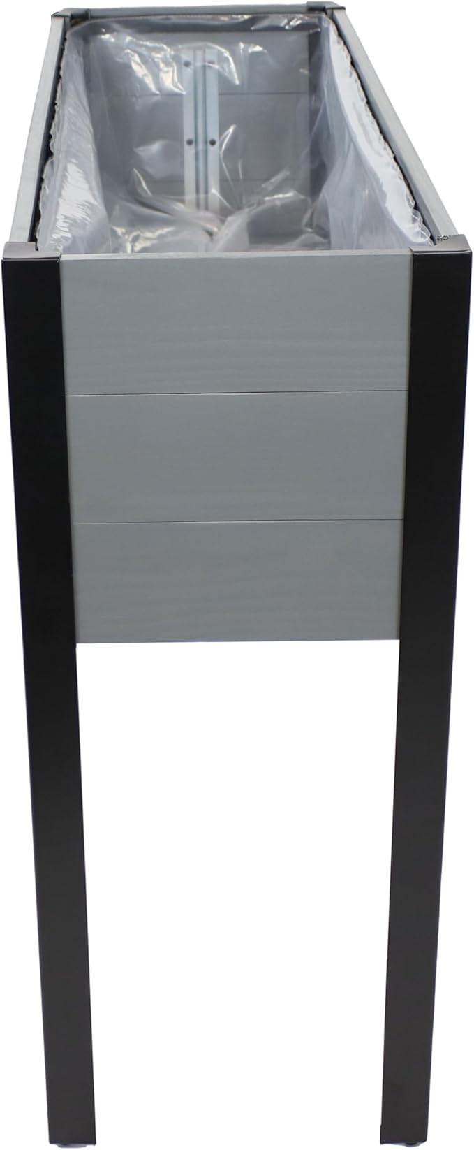 Sunnydaze Acacia Wood Raised Garden Bed with Legs - 31-Inch H - Powder-Coated Steel Frame - Removable Planter Bag - Gray