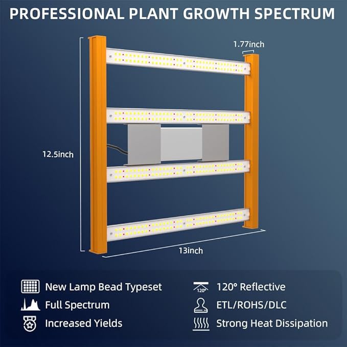 CFGROW CF1200 LED Grow Lights for Seed Starting Vegetables Bloom High Efficiency &amp Dimmable Lighting Full Spectrum Grow Light for Indoor Plants Growing Lamps with High Yield Diodes 2x2ft Coverag