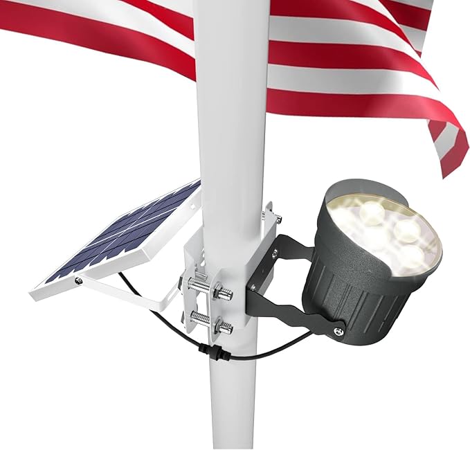 Ofuray Solar Flag Pole Light OutdoorDimmable Brightest Flag Pole Light Solar Powered American Flag Coverage Led Solar Flag Pole Lights Outdoor Dusk to Dawn fit 1.5''-4'' Flagpole for House