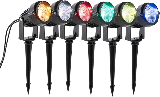 Garden Spotlight with Remote Control 6 Piece Garden Lighting RGB with Ground Spikes for Fences Path Trees Party
