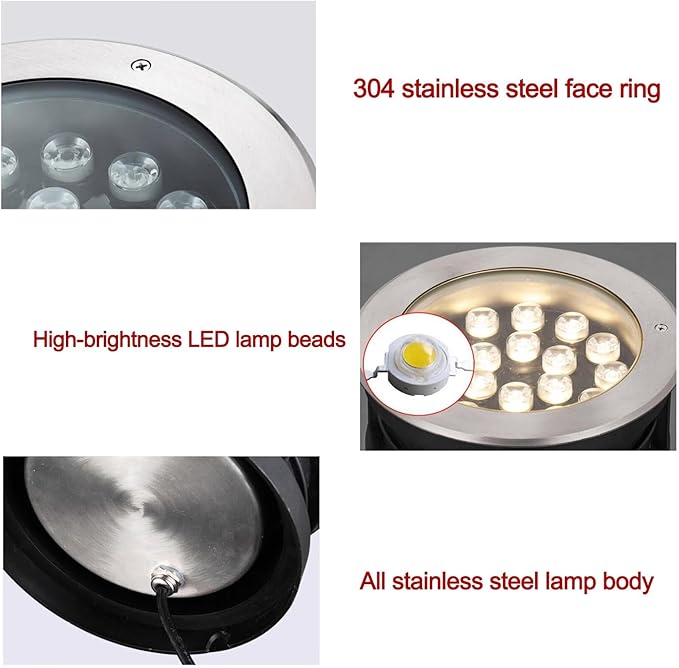 Outdoor Buried Lights - LED Fountain Light AC 24V Submersible Spotlight IP68 Waterproof Embedded Water Landscape Light Pool Wall Light Decorative Lighting EGreen-9W