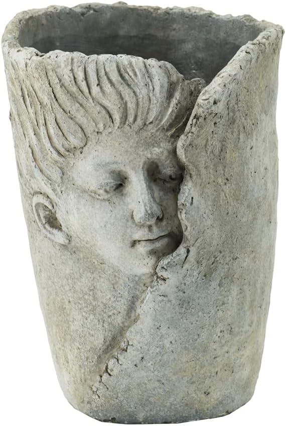 Set of 2 6.5x6x8.5 Sleep Face Accent Planter
