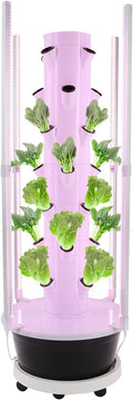 Hydroponic Growing Tower 28 Holes Indoor Garden System with LED Grow Light &amp Timer Vertical Aeroponic System for Balcony Home (Black)