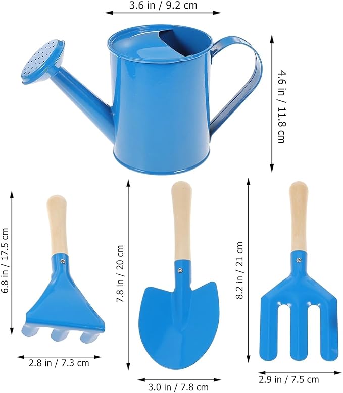 Garden Tool Set for with Wooden Handle Head Blue Tote Included Gardening Kit Hand Tools