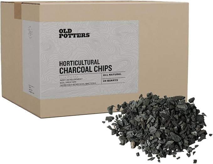Old Potters Premium Horticultural Charcoal Chips Natural Soil Amendment for Areation and Healthy Microbe and Plant Growth. (24 Quarts)
