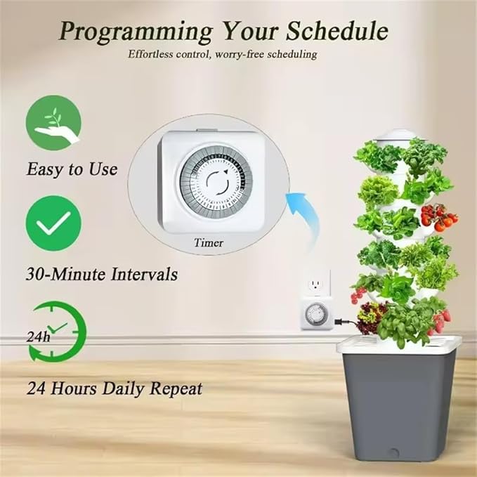 Vertical Hydroponics Garden Tower 30/25-Plant Hydroponic Growing System with Pump and Movable Water Tank for Indoor Herbs Fruits Vegetables6th
