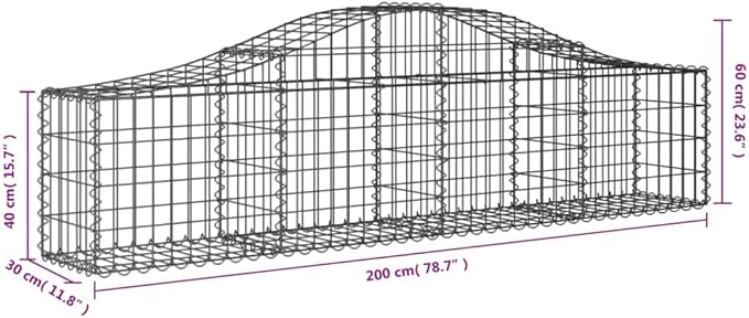 Arched Gabion Baskets Galvanized Metal Box 78.7 Decorative Large Planter for Gardening Outdoor Flower Beds Plant Set of