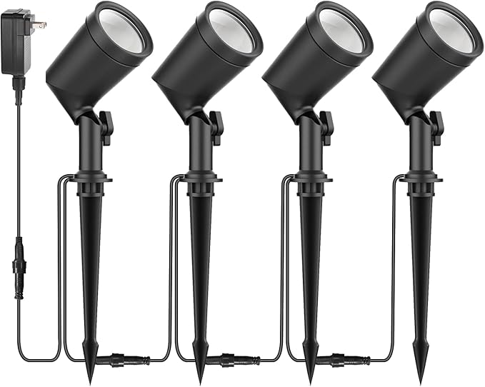 SUNTHIN Outdoor Landscape Lights 4 Pack with 2 Pack 9 inch Aluminum Extension Poles