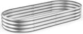 Raised Garden Bed GRS Certified Galvanized Planter Box Outdoor  6.5ft Oval Rot-Resistant Metal Garden Bed Planter Recycled Eco-Friendly Material Planter for Vegetables Flowers Herbs (Silver)