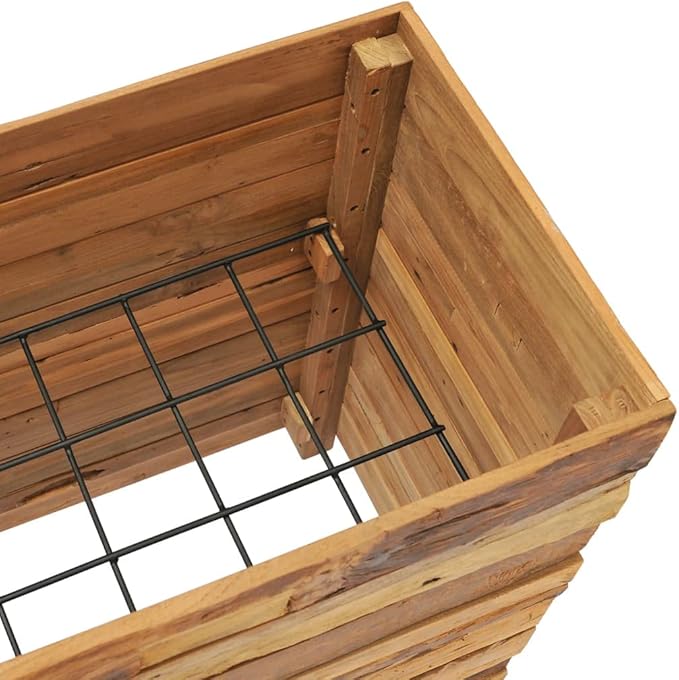 YAFF Raised Bed 39.4x15.7x28.3 Recycled Teak and Steel(Brown)