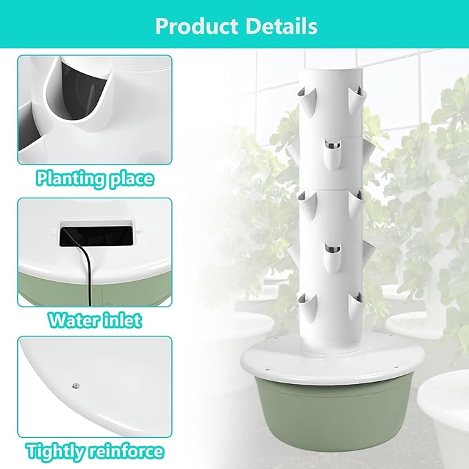 AIZYR Hydroponic Tower Vertical Garden Planter with Pump Hydroponics Growing System Kit Suitable for Indoor and Outdoor7 Layer