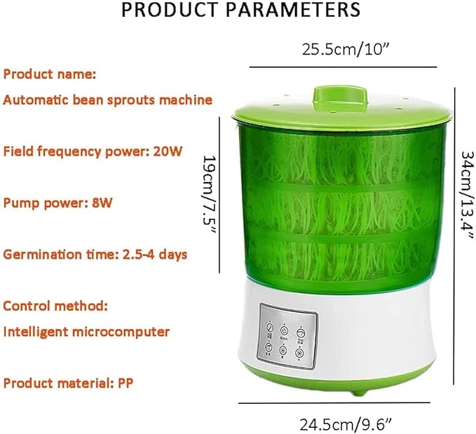 Automatic Sprouter Bean Growing Machine Bean Sprouts Growing Machine Bean Sprouts Maker Seed Germination Kit Germinating Sprouts and Microgreens