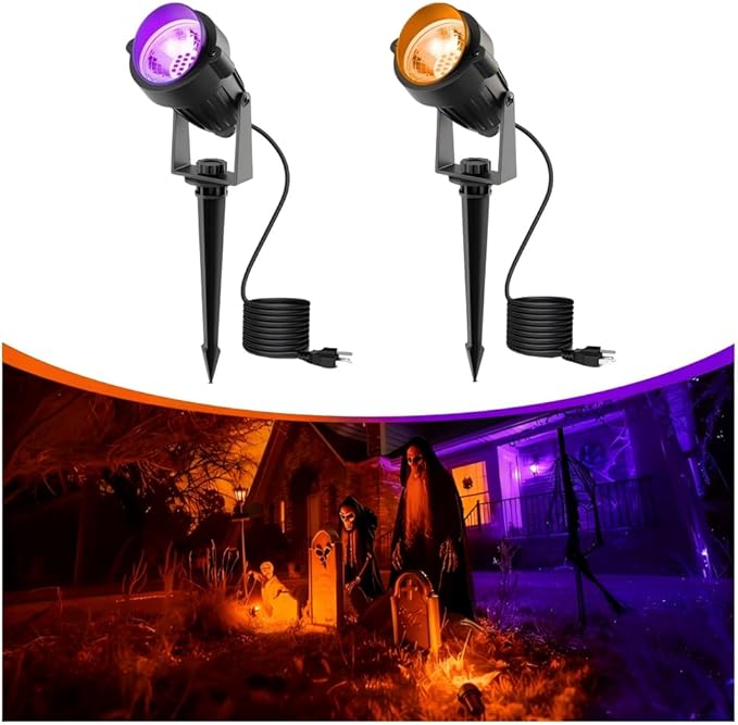 L LOHAS LED Halloween Spotlight Orange 1Pack + Purple 3Pack