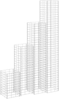 Gabion Raised Garden Bed 11.8x11.8x78.7 Silver Metal Planter Tall Vertical Steel Box for Flowers Vegetables Patio Lawn Backyard