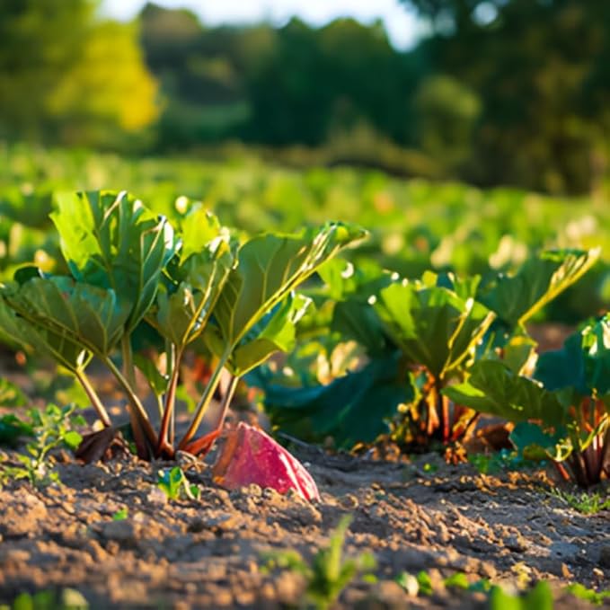 5-Pack Rhubarb Roots Plants for Planting 1.5 Inch Tall Fast- Growing Perennial Non GMO with Giant Red Stalk Resilient Vegetable Plants for Home Landscapes