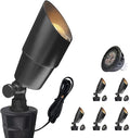 COLOER Brass Low Voltage Landscape Spotlight(Black) 6-Pack with 5W Aluminum Housing MR16 LED Bulb 2700K 450LM CRI85+12V AC/DC Outdoor Uplighting Directional Garden Patio Spot Up Light(101B-Black)