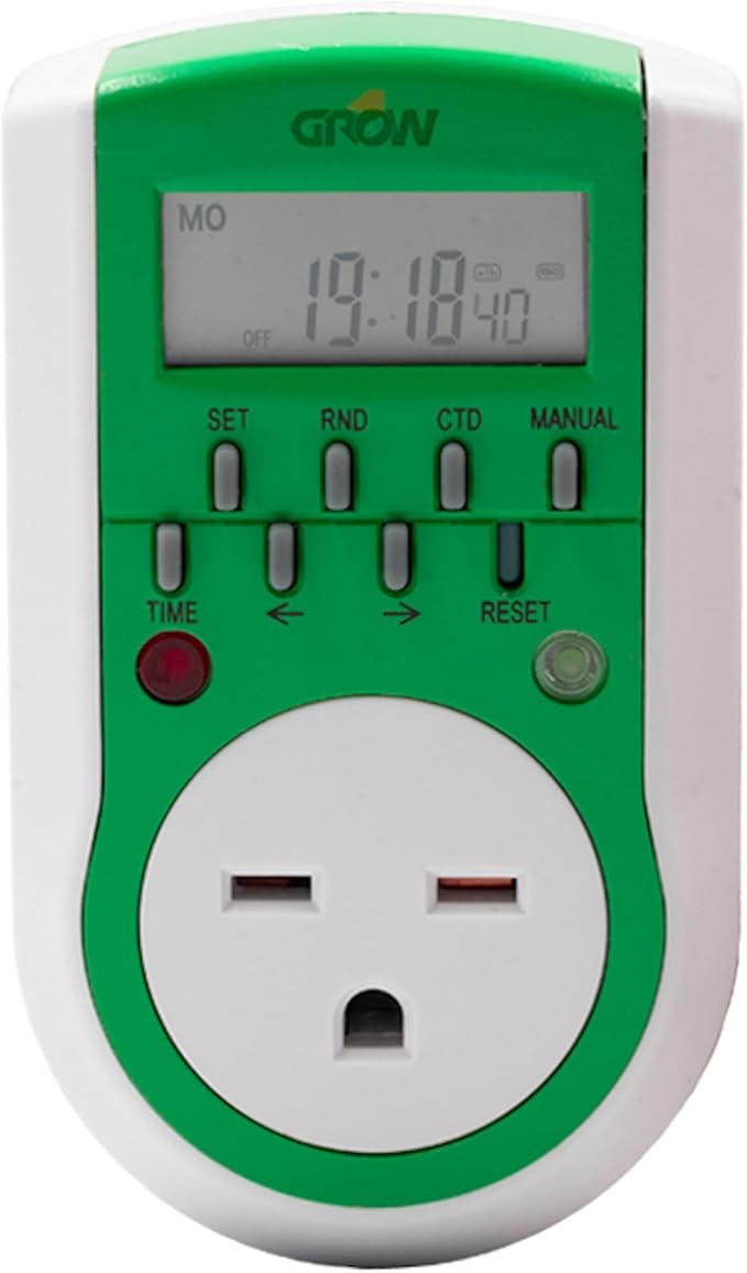 Grow1 240V Outlet Digital Timer Single Outlet 15A Compatible with 220V 230V &amp 240V Outlets Great for Grow Lights Reptile Enclosures &amp Aquarium Timer