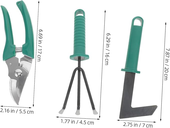 Garden Tool Set with Plastic and Iron Handles Includes Shovel Rake Shears Sprayer and Carrying Case for Transplanting Soil Loosening and Planting