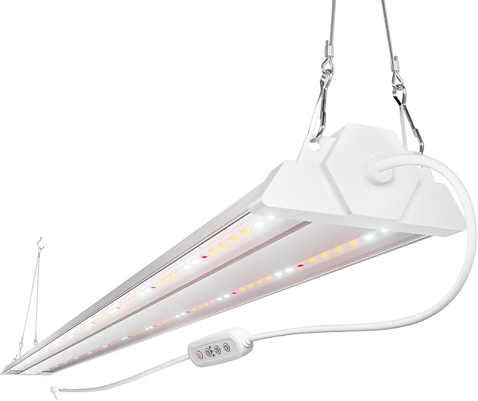 FREELICHT 1 Pack 4ft LED Grow Light with Timer 60W (350W Equivalent) Sunlike Full Spectrum Integrated Plant Light for Hydroponic Indoor Plant Seedling Veg and Flower Plug in with 3 Timing Modes