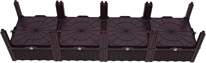 15.35 x 15.35 x 14.96 Inches Outdoor Raised Garden Bed 4Pcs PP Raised Planter Box Kits Deep Root Planter Box for Vegetables Flowers Herbs and Succulents