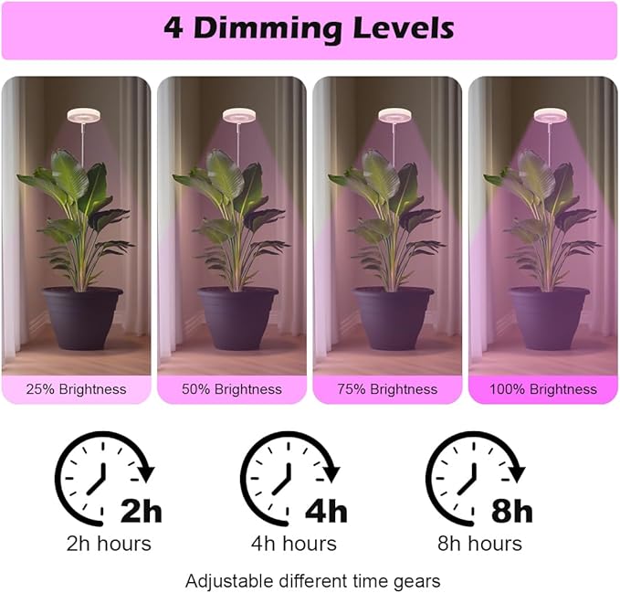 2 Pack 11 Inch Plant Pots with LED Grow LightsIndoor Flower Pots with Full Spectrum Dimmable LightsDrainage Holes &amp PlugSoil Moisture Meter IncludedModern Planters for Home Office