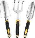 DINGFAN Garden Tools Set Garden Edging Tool 3 Pcs Gardening Tool Set for Women Men Mini Aluminum Garden Hand Tools Kit Ideal Garden Tools Gifts