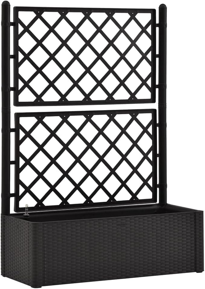 Garden Raised Bed with Trellis and Self Watering System AnthraciteRaised Garden BedRaised Planter Stand with Open Shelves for Growing HerbsVegetables and Flowers in Limited Garden Space