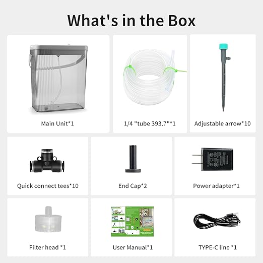 Indoor Drip Irrigation System with 2-Gallon Water Tank Touch Night Light &amp Programmable Timer-Self-Watering Kit for 10 Potted Plants