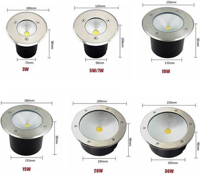 Outdoor Buried Lights - Ground LED Landscape Lights 85-265V Outdoor Lawn and Courtyard Ground Lights IP67 Waterproof LED Recessed Spotlight Used in Hotels Villas Bridges/Engineering