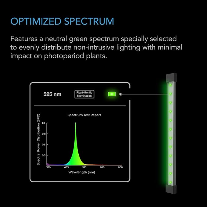 AC Infinity IONBEAM Green Plant Gentle Green LED Work Light Bar 16” Timer Controller Dimmer for Indoor Plants Grow Tents and Grow Rooms