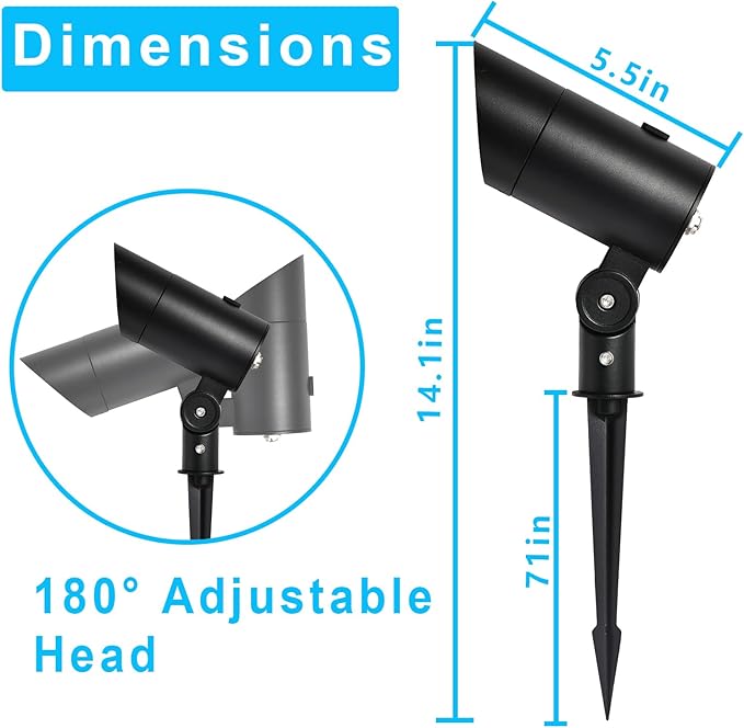 30W Ultra Bright Outdoor Spotlight 5000K Daylight LED Bullet Light with Dusk to Dawn Photocell Sensor 120V Plug in Landscape Spot Lights for Flag Pole Yard Garden Tree Statue (1 Pack)