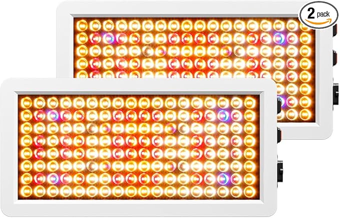 2Pack 800W Full Spectrum Grow Plant Light Bloom/Veg 2Modes Dimmable Flower Planting Fill Lamp 110V Greenhouse Tent Hydroponic Succulent Potted Fruit Seeds UV/IR Cultivation Lighting with Hook US Plug