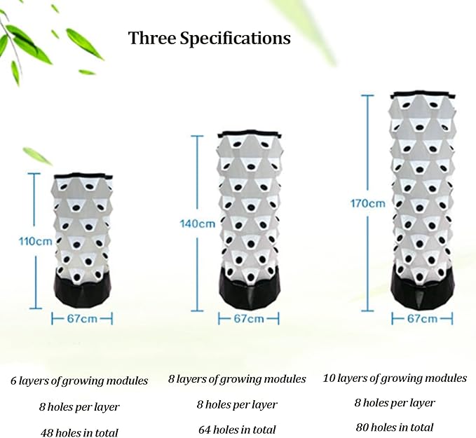 Tower Hydroponic Growing System with Water Pump Vertical Plant Sites Soilless Garden Column DIY Hydroponic Farm Equipment AeroponicKit Smart Water Circulation(6 Layers)