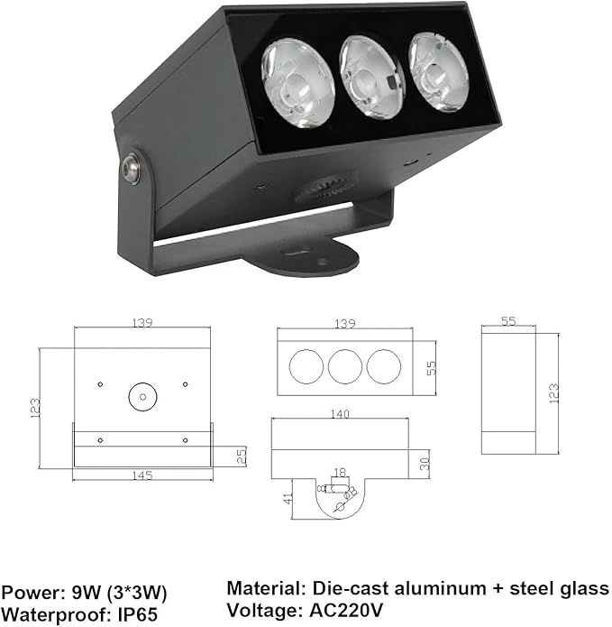 Rotation Spotlight - LED Floodlights IP65 Outdoor Waterproof LED Spotlight Long-Distance LED Beam Light 220V Exterior Building Wall Washer Landscape Lighting(Warm Light9W(AC220V))
