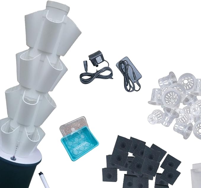 Hydroponic Grow System Vertical Hydroponic Column 4 Layers US Plug Adapter Cultivation System for Nursery Gardening Lover
