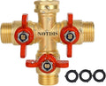 3 Way Hose Splitter Solid Brass High Volume 3 Way Hose Splitter Valve with Metal Handle Heavy Duty High Flow Spigot Splitter with Shut off Valve 3/4 Inch Garden Tap Splitter