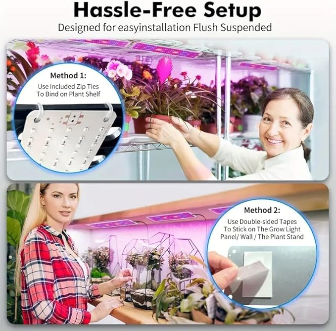 Under Cabinet Grow Light 616 LEDs Plant Grow Lights for Shelf with 3/9/12H Timer 43W Full Spectrum Led Grow Light 10 Dimmable Levels for Seedling Veg Succulents -4PCS