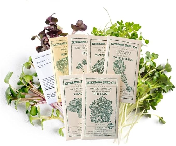 Microgreen Garden Assortment – Non-GMO Asian Green Mix – 7 Varieties: Tokyo Bekana Mizuna Tatsoi Red Giant Radish Kintsai – Colorful Fast-Growing – Salad Garnish Sandwich – Heirloom Seed Mix