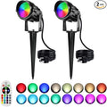 RGBW Spotlight Outdoor 12W LED Warm White Landscape Lights 120V Landscape Lighting with 3-Pin US Plug Waterproof Spot Lights Outdoor for Yard Garden Patio Lawn Decorative(2Pack)