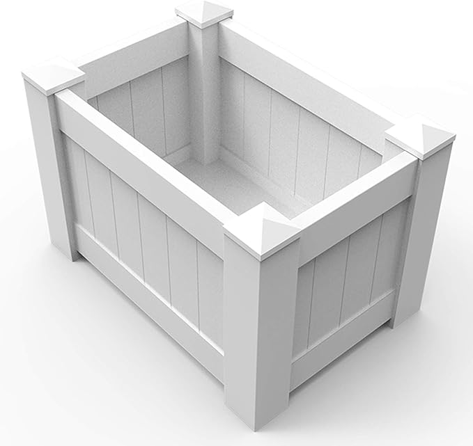 E&ampK Sunrise 31x20x20 Raised Garden Bed White Vinyl Above Ground Planter Box for Growing Vegetables Flowers Herbs DIY Gardening Yard Patio Lawn Outdoor (5 Pcs)