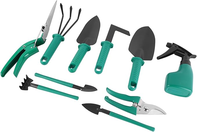 10 Piece Gardening Tools Set Stainless Steel Garden Hand Tool Kit with Large Gardening Storage Bag Ideal Outdoor Garden Tool Set Gift
